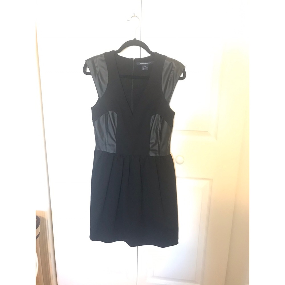 Black dress with leather panels
